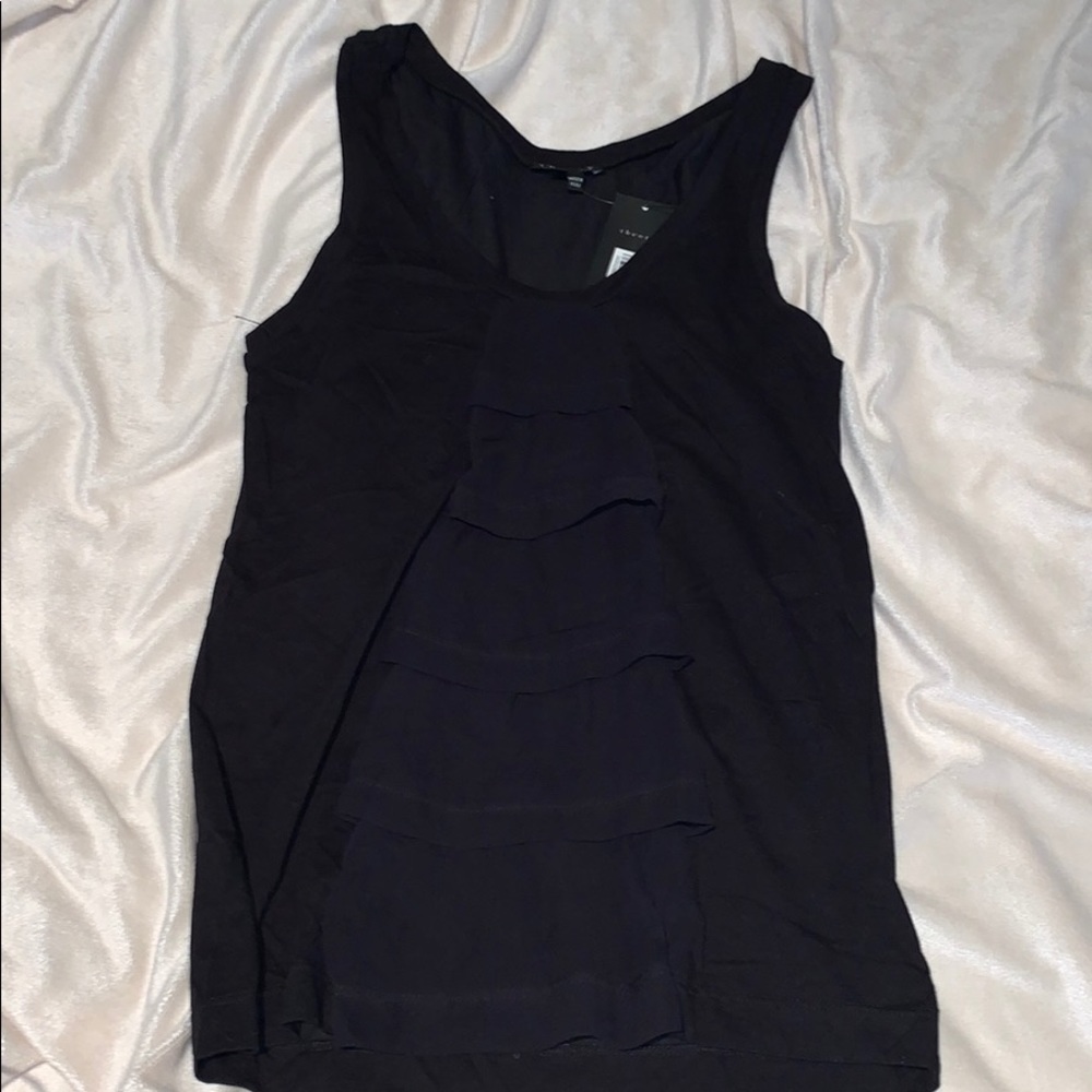 Theory Black ruffled tank top